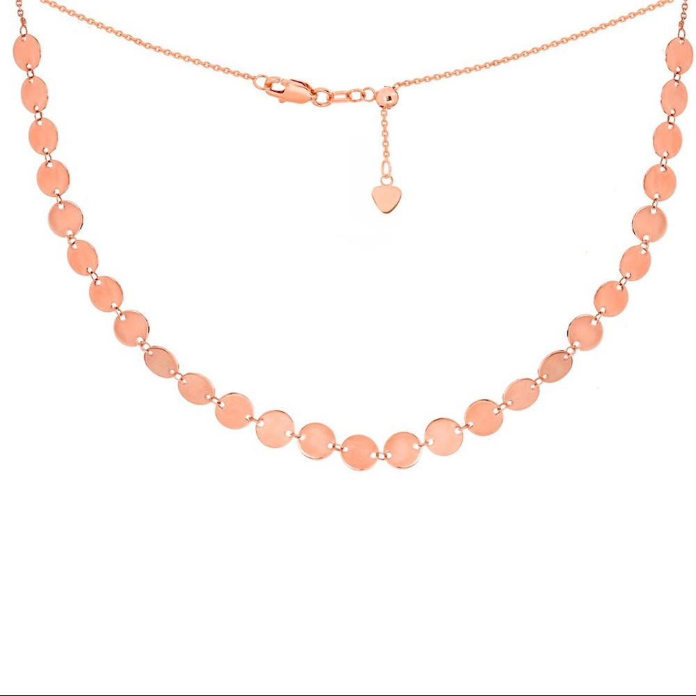14k Pink Gold / Rose Gold Choker Disq  necklace